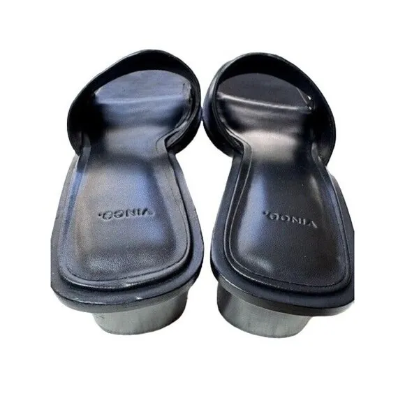 Vince Black Leather Open-Toe Slide Heel Sandals Women's Size 7 M- LT3225
