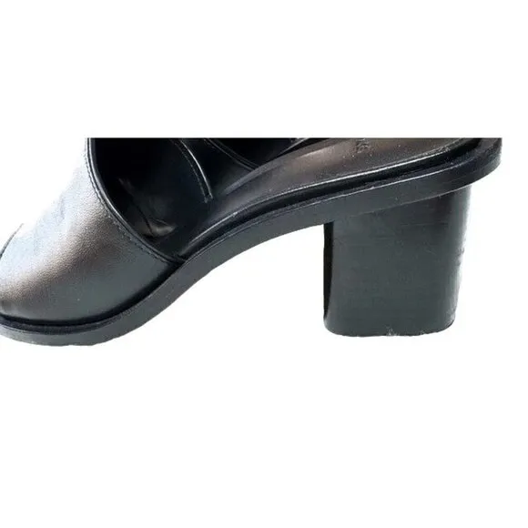 Vince Black Leather Open-Toe Slide Heel Sandals Women's Size 7 M- LT3225