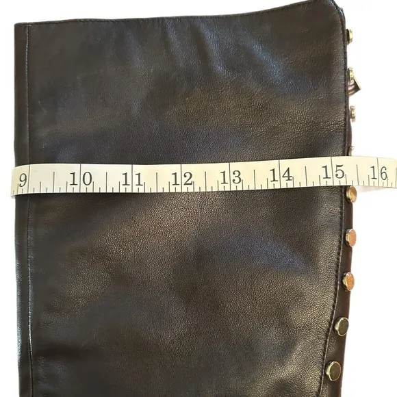 VINCE CAMUTO ~ Black Knee-High Zippered MOTO Boots w/Gold Rivet Accents size 7