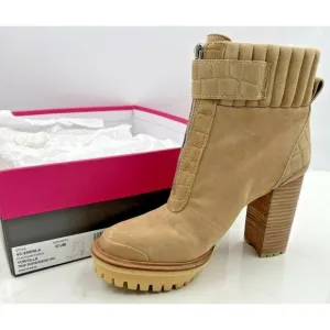 Vince Camuto Boots Women's Sz 8.5 Eberla Casual Bootie Ankle Tan Suede