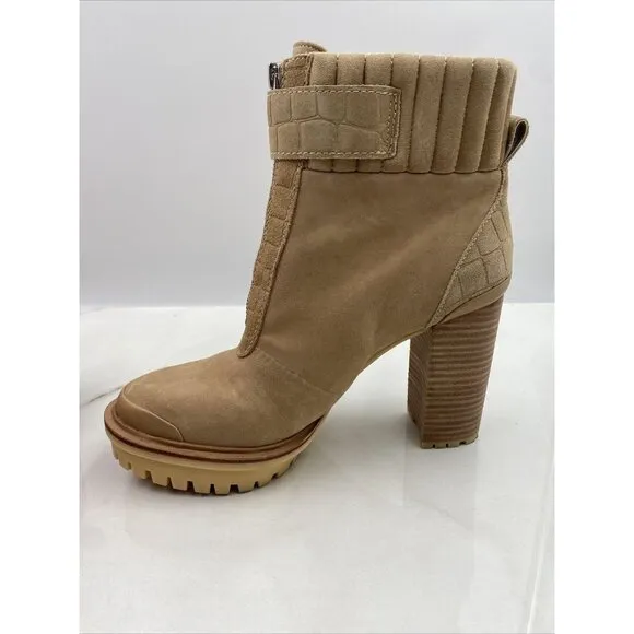 Vince Camuto Boots Women's Sz 8.5 Eberla Casual Bootie Ankle Tan Suede