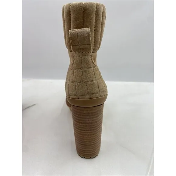 Vince Camuto Boots Women's Sz 8.5 Eberla Casual Bootie Ankle Tan Suede