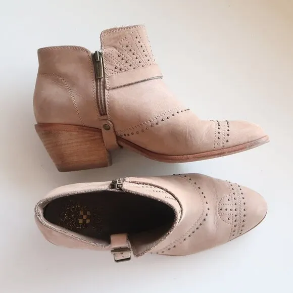 Vince Camuto Dorintina Genuine Leather Riveted Western Ankle Boots / Booties