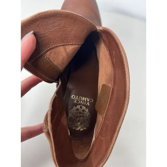 Vince Camuto Franell Cognac Leather Ankle Boots Women’s Size 10