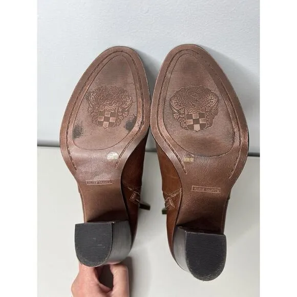 Vince Camuto Franell Cognac Leather Ankle Boots Women’s Size 10