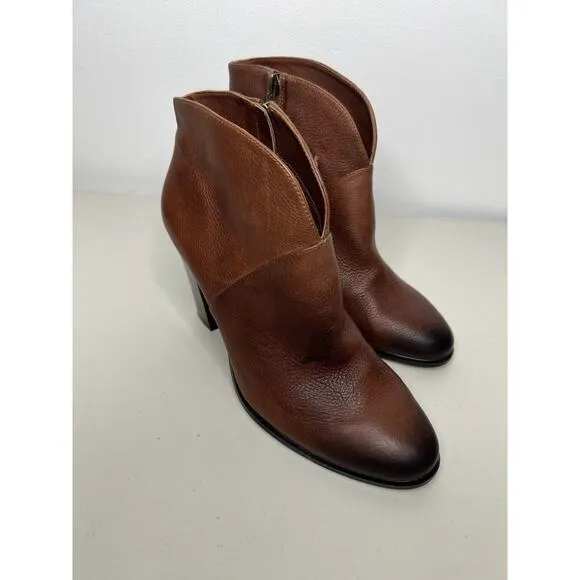 Vince Camuto Franell Cognac Leather Ankle Boots Women’s Size 10
