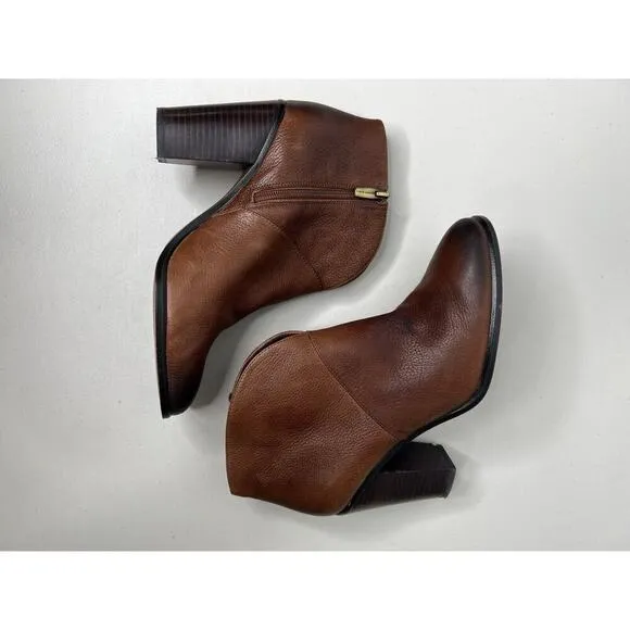 Vince Camuto Franell Cognac Leather Ankle Boots Women’s Size 10