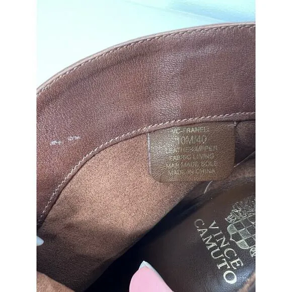 Vince Camuto Franell Cognac Leather Ankle Boots Women’s Size 10