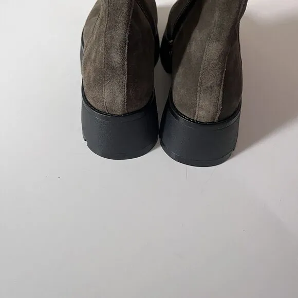 Vince Camuto Green Suede Neframes Zipper Block Heel Ankle Boots Size 8.5M