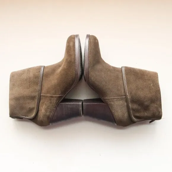 Vince Camuto Hamilton Green Suede Leather Block Heel Ankle Boots Booties 7.5