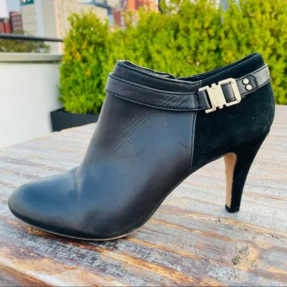 Vince Camuto Leather Suede Cut Out Heels Crop Booties