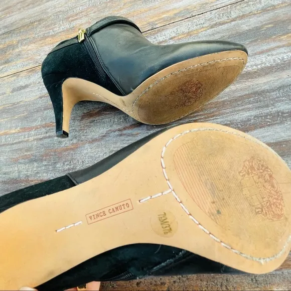 Vince Camuto Leather Suede Cut Out Heels Crop Booties