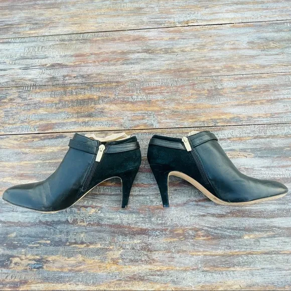 Vince Camuto Leather Suede Cut Out Heels Crop Booties