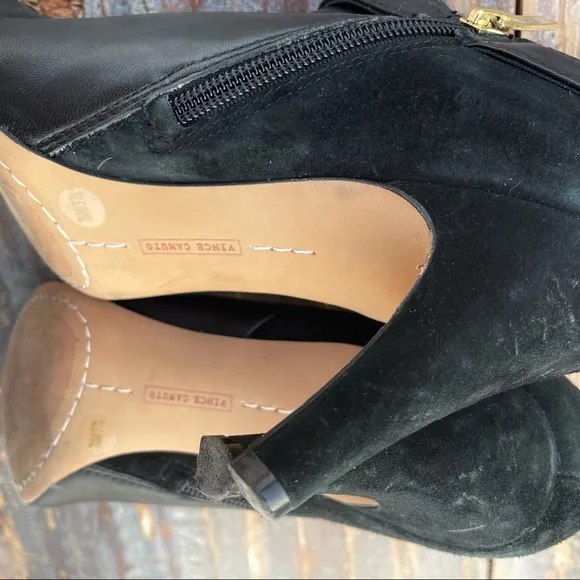 Vince Camuto Leather Suede Cut Out Heels Crop Booties