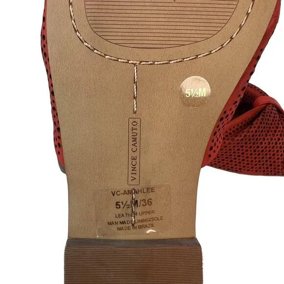 Vince Camuto NEW Womens 5.5 Slide Sandal Oxy Fire Summer Leather Shoes Red NIB