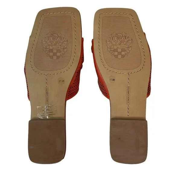 Vince Camuto NEW Womens 5.5 Slide Sandal Oxy Fire Summer Leather Shoes Red NIB