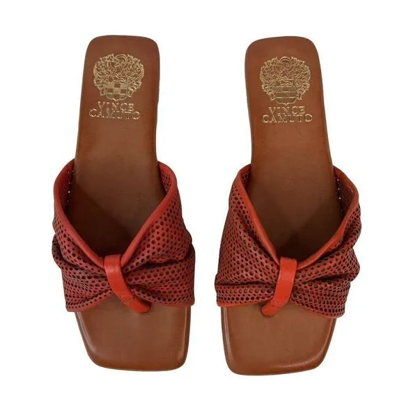 Vince Camuto NEW Womens 5.5 Slide Sandal Oxy Fire Summer Leather Shoes Red NIB