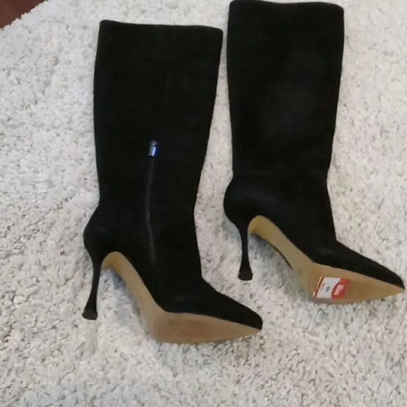 Vince Camuto Peviolia black knee high suede stiletto boots size 5 NWT