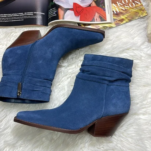 Vince Camuto Slouched Suede Western Boots Nerlinji Blue Slate