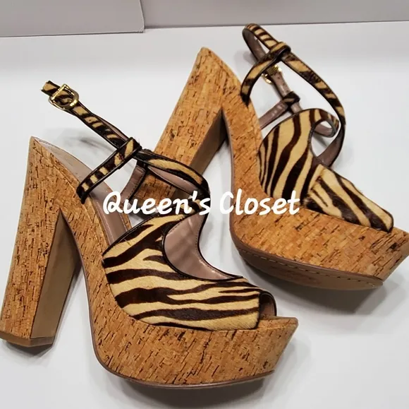 Vince Camuto | Vc Deville Zebra Print Platform Sandals | BRAND NEW
