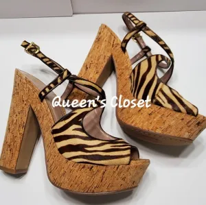 Vince Camuto | Vc Deville Zebra Print Platform Sandals | BRAND NEW