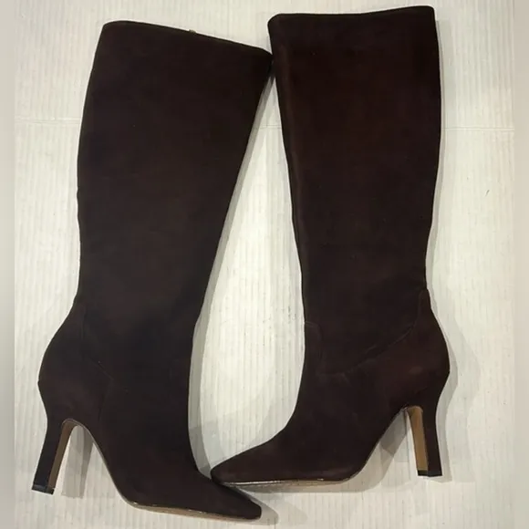 Vince Camuto Kalinder knee high suede boot in root beer brown size 7.5