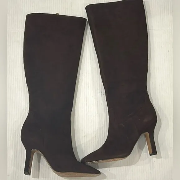 Vince Camuto Kalinder knee high suede boot in root beer brown size 7.5
