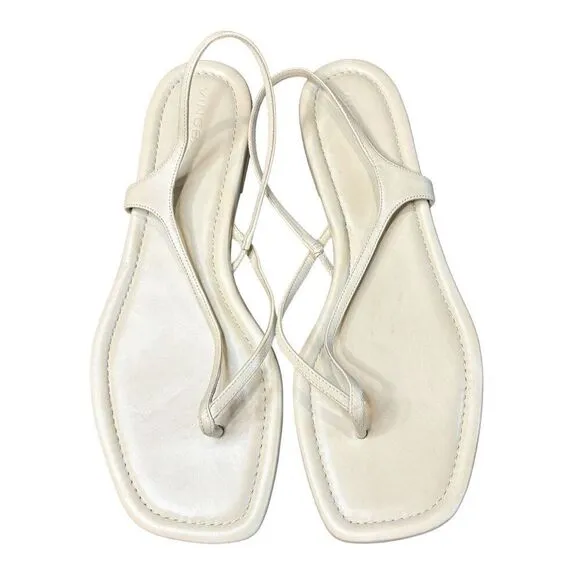 Vince Deana Leather Slingback Thong Strappy Sandals in Ivory NWOB Size 11