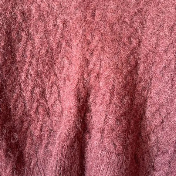 Vince Maroon Cable Knit Mohair Alpaca Blend V-neck Sweater sz XS