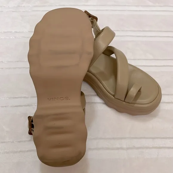 Vince Santa Cruz Leather Slingback Leather Platform Sandals
