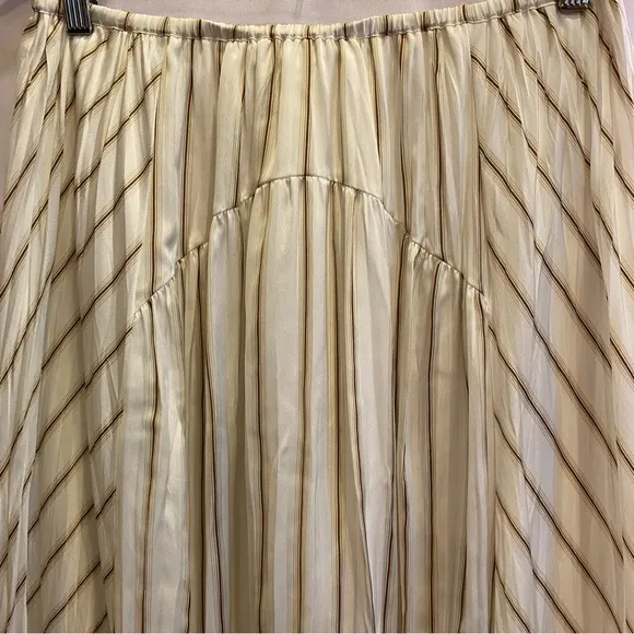 Vince Women’s Optic White Panel Midi A-Line Pleated Skirt sz S