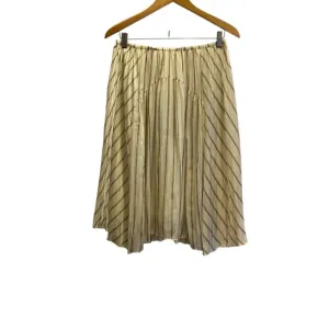 Vince Women’s Optic White Panel Midi A-Line Pleated Skirt sz S