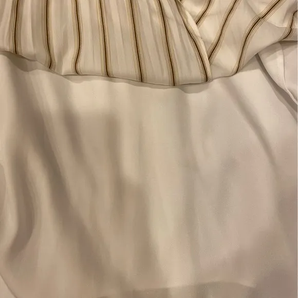 Vince Women’s Optic White Panel Midi A-Line Pleated Skirt sz S