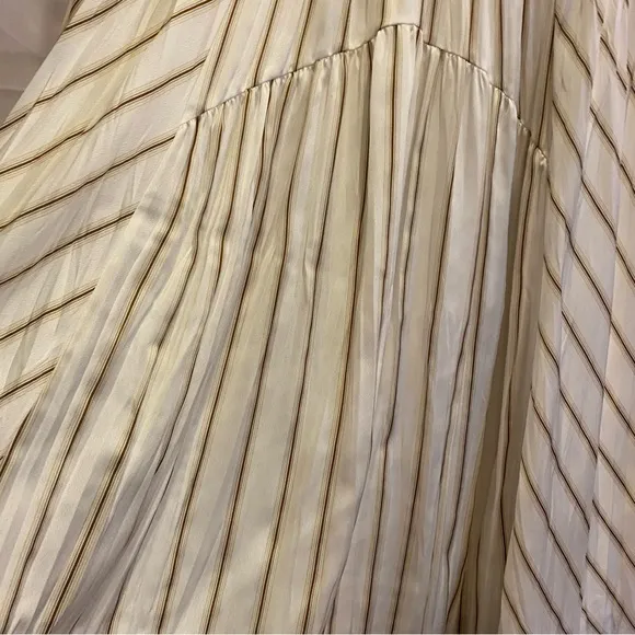 Vince Women’s Optic White Panel Midi A-Line Pleated Skirt sz S