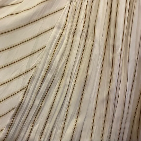 Vince Women’s Optic White Panel Midi A-Line Pleated Skirt sz S