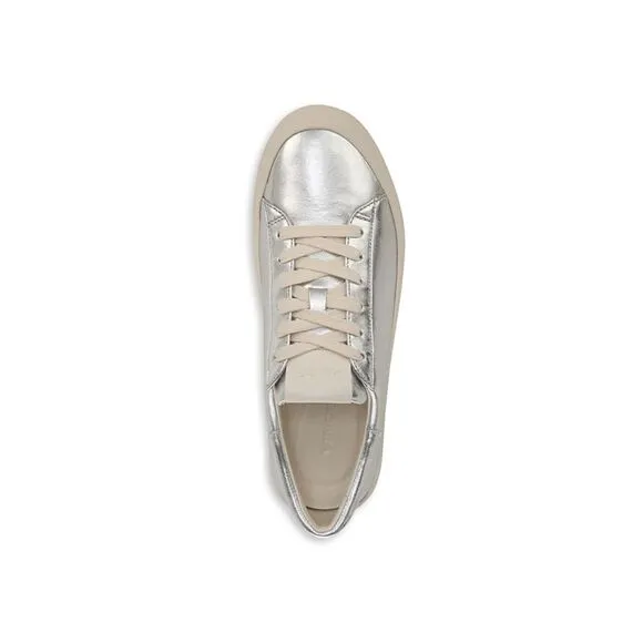 VINCE. Womens Silver Debossed Gabi Platform Leather Sneakers Shoes 9 M