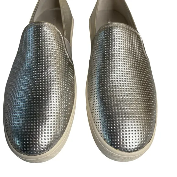 Vince Women's sz 12 Silver Leather Blair Slip On Sneakers New in Box