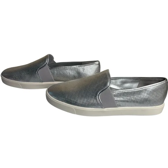 Vince Women's sz 12 Silver Leather Blair Slip On Sneakers New in Box