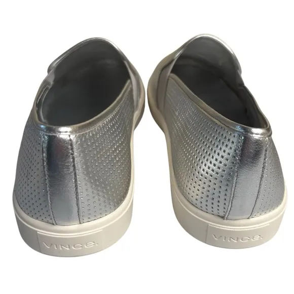 Vince Women's sz 12 Silver Leather Blair Slip On Sneakers New in Box