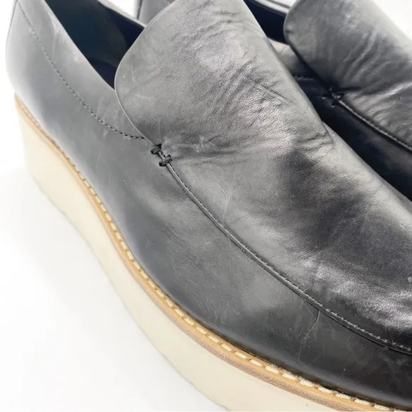 Vince Zeta Platform Shoes Leather Platform Loafers Shoes Black 10M