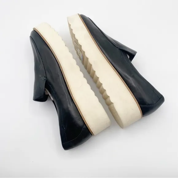 Vince Zeta Platform Shoes Leather Platform Loafers Shoes Black 10M