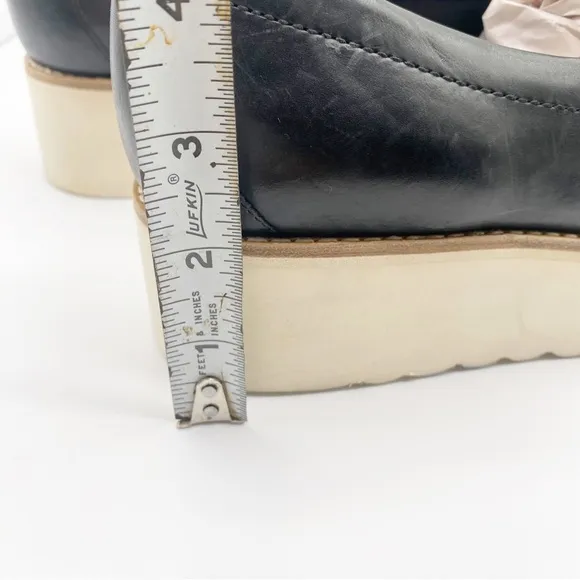 Vince Zeta Platform Shoes Leather Platform Loafers Shoes Black 10M