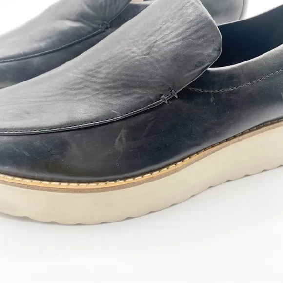Vince Zeta Platform Shoes Leather Platform Loafers Shoes Black 10M