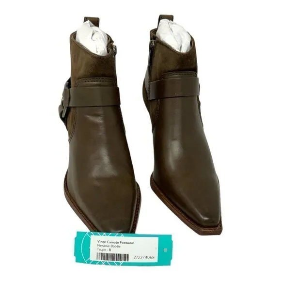 Vince Camuto Nenanie Leather Suede Bootie Taupe Size 8 NWT