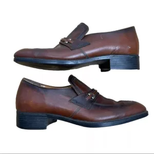 Vintage 1970's Flagg Bros. Brown Leather Loafers Made In USA Preppy Dress Shoes