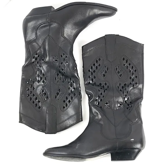 Vintage 1980s Mister Shoes by Markon Footwear Leather Cut Out Western Bo…