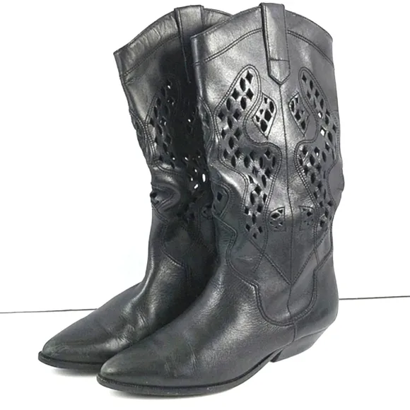 Vintage 1980s Mister Shoes by Markon Footwear Leather Cut Out Western Bo…