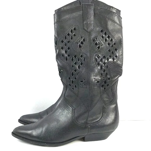 Vintage 1980s Mister Shoes by Markon Footwear Leather Cut Out Western Bo…
