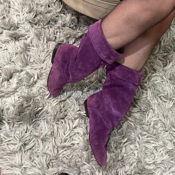 Vintage Cobbies Purple Suede Slouch Boots Womens Size 10 Timeless Style