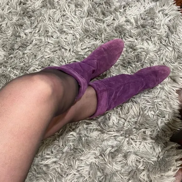 Vintage Cobbies Purple Suede Slouch Boots Womens Size 10 Timeless Style